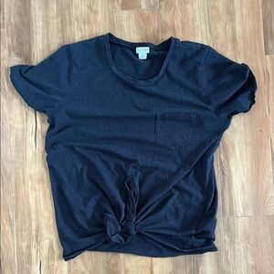 J Crew linen feel tie front pocket tee